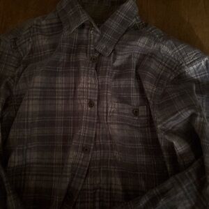 Casual Men's Plaid Button-Up Shirt - Gray Blue